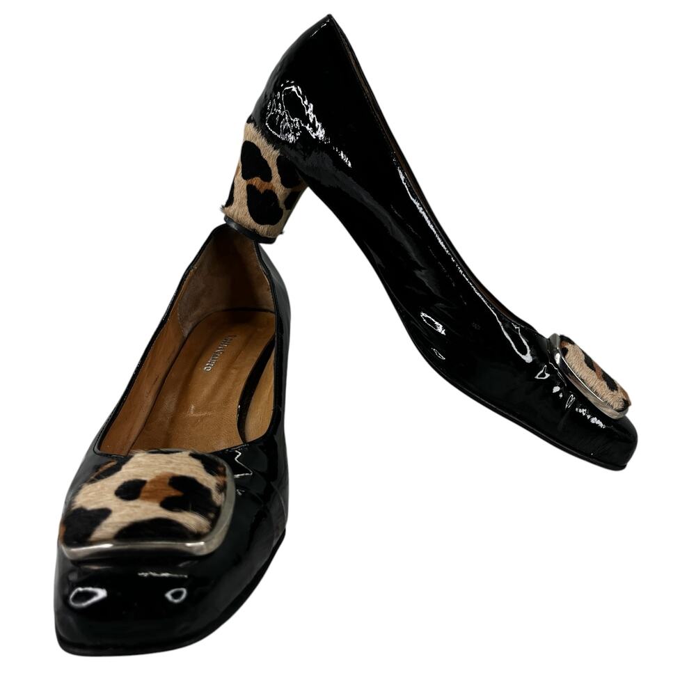 Rossi & Caruso Black Patent Cheetah Pumps Heels 9